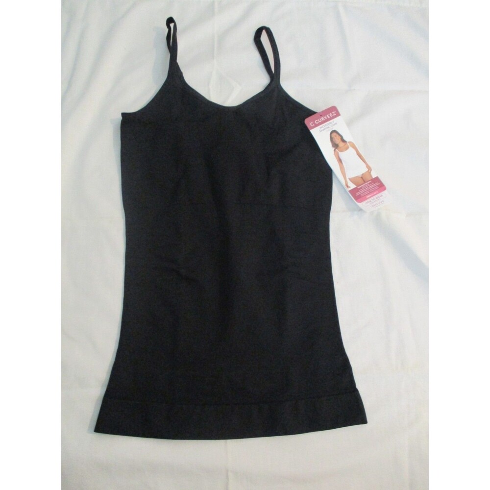 Curveez Womens Sz L Incredibly Shaping Cami Black CUR3501 Shaping Slimming Firm